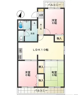 サラダハイツB棟【1階】の間取り