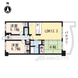 ロータリーマンション西大津ラクスヒルズ【6階】の間取り