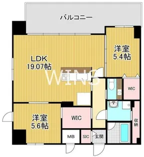 福岡県福岡市中央区渡辺通2【マンション】の間取り