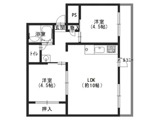2LDKの間取り画像