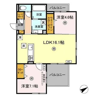 シスネス姫子【2階】の間取り