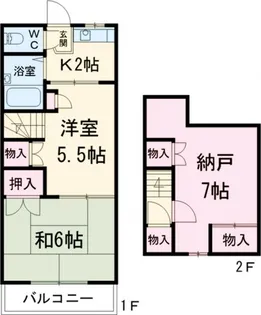ハイツ中村園B【2階】の間取り