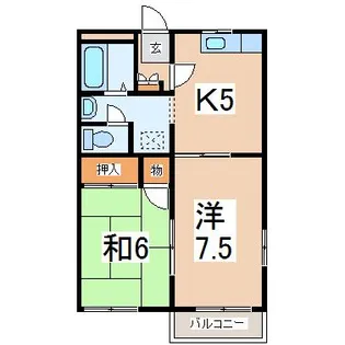 福島県郡山市大槻町字六角【アパート】の間取り