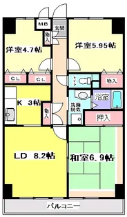 セザンつくし野【2階】の間取り