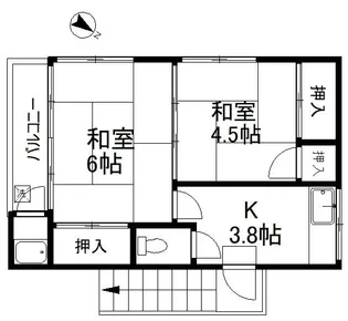 高階アパート【2階】の間取り