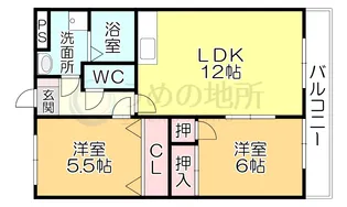 GREEN HILLS津福【6階】の間取り