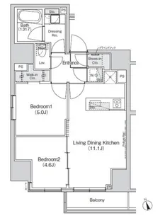 Belle Vue新橋 ベルヴュ―新橋【15階】の間取り