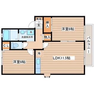 トゥインクル土手内B【2階】の間取り