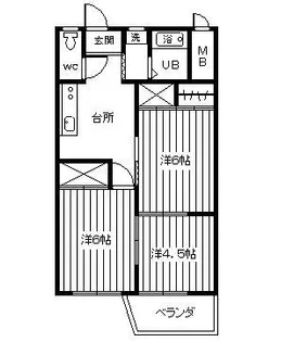 ランドパレス桑野【4階】の間取り