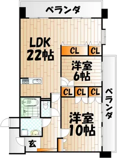 サンライフ中津口【14階】の間取り