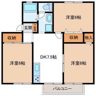 ラデュ―グリーンM【2階】の間取り