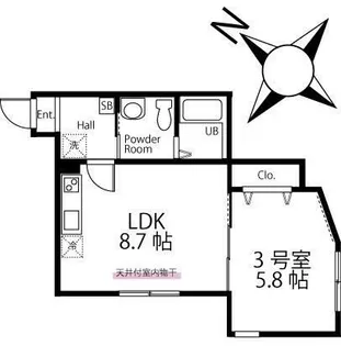 ハーミットクラブハウス桜木町JiN(ジン)【2階】の間取り