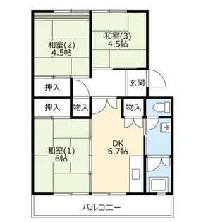 UR 泉南一丘団地 58棟【3階】の間取り