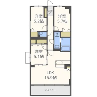 シャトレ平尾浄水町【1階】の間取り