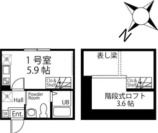 ハーミットクラブハウスボヌールC【1階】の間取り