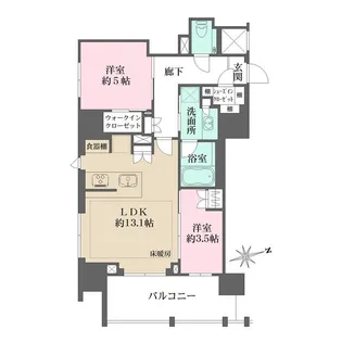 ザ・パークハウス芝御成門【13階】の間取り