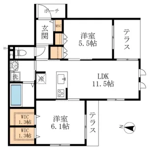 TERRACE SQUARE 国立【1階】の間取り