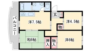 ローレルハイツ加古川3号棟【3階】の間取り