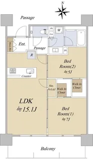 シティタワー国分寺ザ・ツイン ウエスト【14階】の間取り