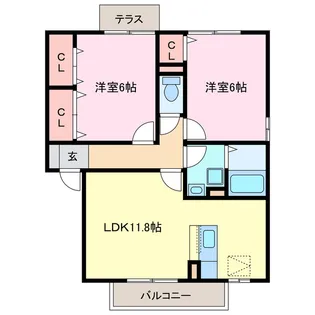 カーサ ハーモニー A棟【1階】の間取り