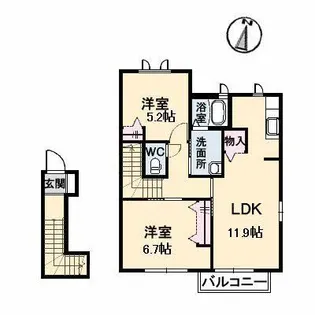 ヴィラシーン神辺 B棟【2階】の間取り