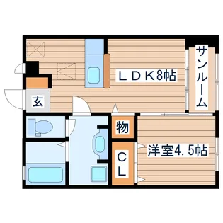 ワイズフラッツD【1階】の間取り