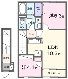 ポルト ボヌールK II【2階】の間取り