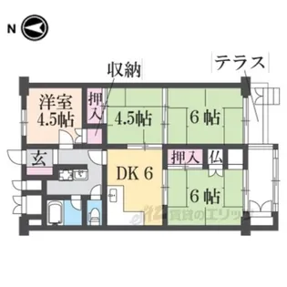 山科南団地E棟【1階】の間取り