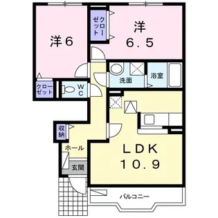 プラシード細木B【1階】の間取り