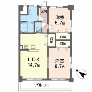 アルーア壬生川【1階】の間取り