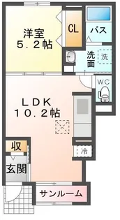 コロレ星原II【1階】の間取り
