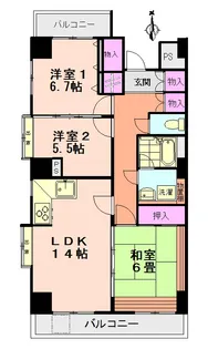 ロイヤルシティ並木【3階】の間取り