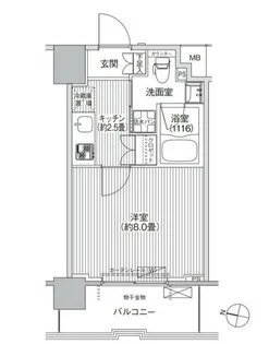 コスモグランス南品川【6階】の間取り
