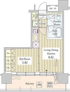 1LDKの間取り画像