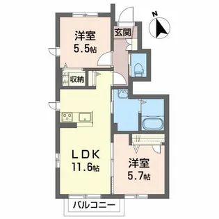 プロヌーブ城西 A【1階】の間取り
