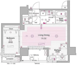 ガーラ・ヴィスタ日本橋浜町【9階】の間取り