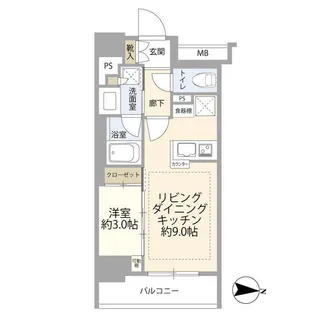 グローリオコンフォート東京菊川【9階】の間取り