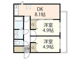 メゾンドルポ吉見園【3階】の間取り