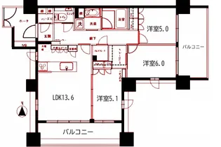 クリオ横濱三ツ沢ガーデンマークス【5階】の間取り