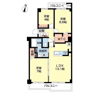 エヴァートコローレ千間台【3階】の間取り