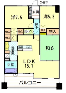 サーパス天神の森二番館【4階】の間取り