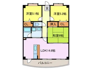 サングレ-ス和泉【5階】の間取り