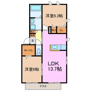 ウィングド フット コート【1階】の間取り