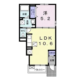 ワイティ 202B【1階】の間取り