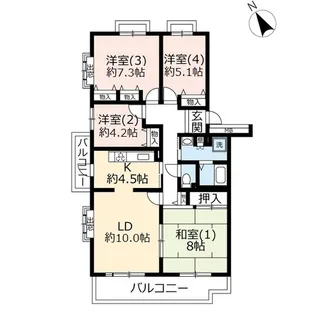 URアーバンみらい東大宮西一番街【4階】の間取り