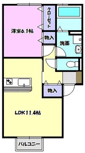 ローズガーデンB【2階】の間取り
