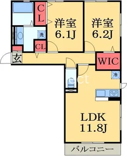 フォルテューヌE【2階】の間取り