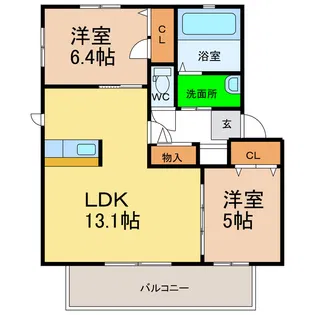 シャーメゾンラルゴB棟【2階】の間取り
