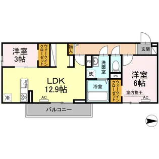 ブランネージュ中川C棟【2階】の間取り