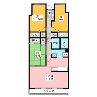 ハートフィールズ南町【3階】の間取り